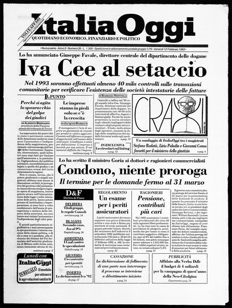 Italia oggi : quotidiano di economia finanza e politica